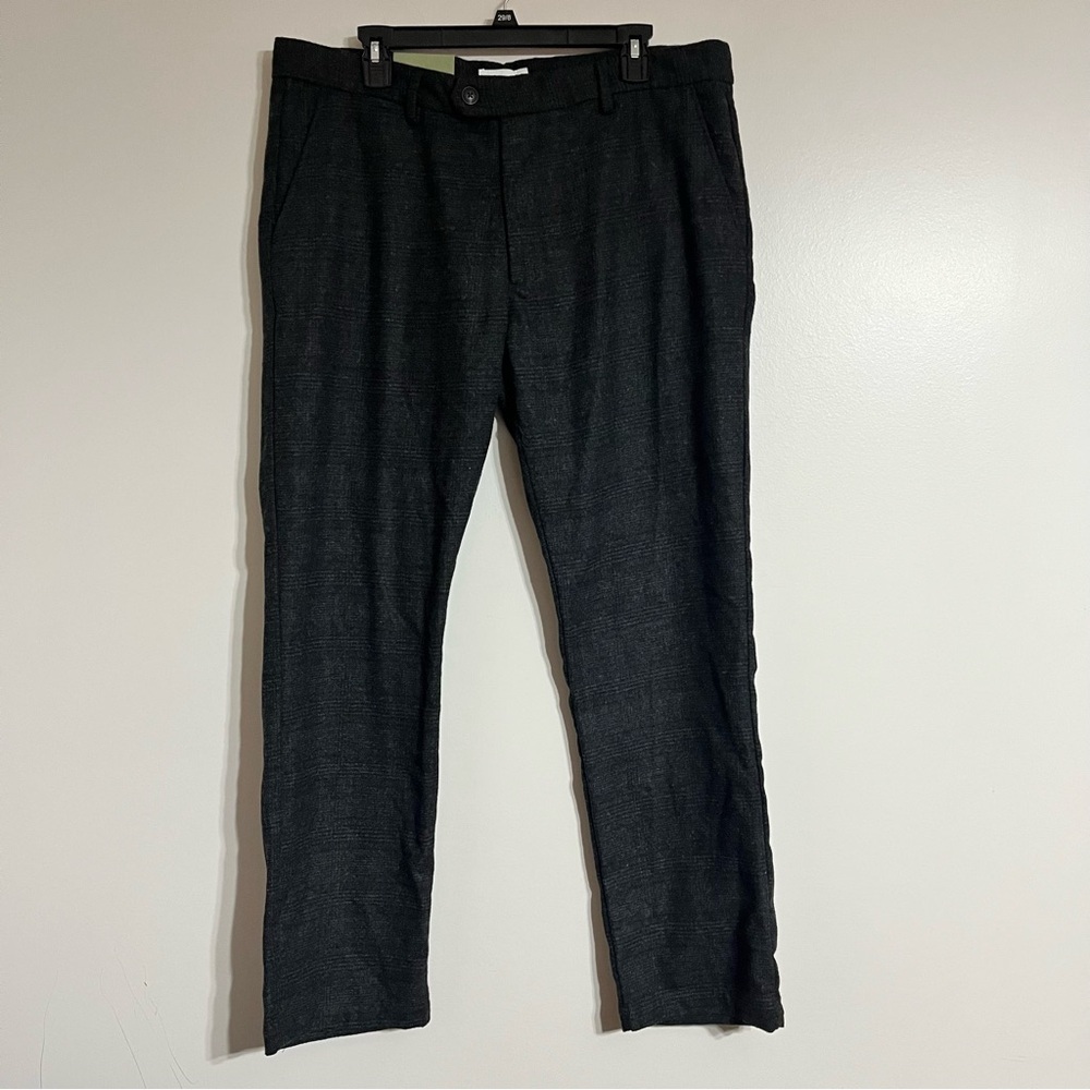 NWT Men's Goodfellow & Co Black And Gray Patterned Slim Fit Trouser Size 38 X 32
